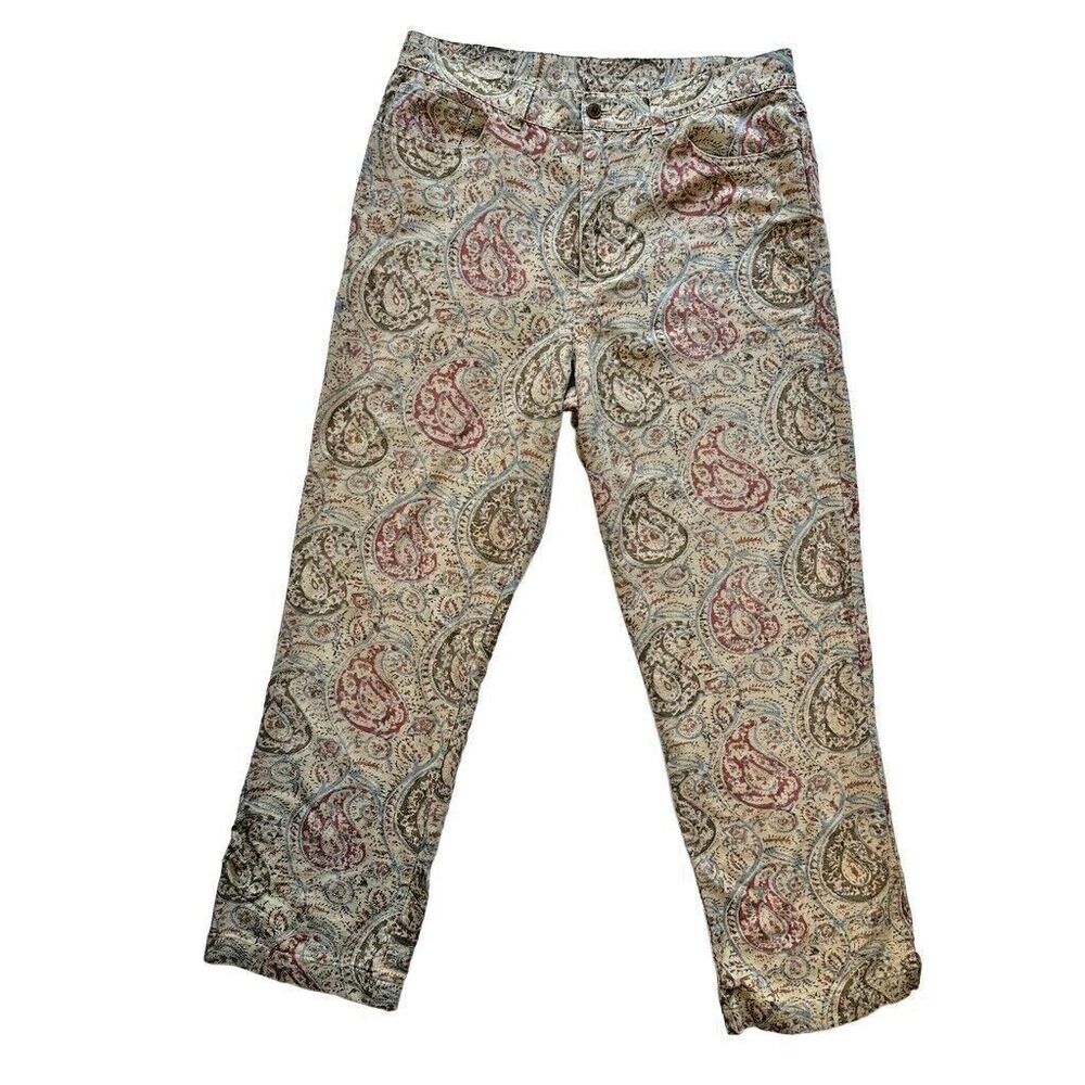 Lauren Ralph Lauren Cream Paisley Print Pants